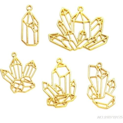 5Pcs Cluster Crystal Stone DIY Metal Frame Jewelry UV Resin Charms Bezel Setting D23 20 Dropshipping