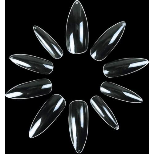 50 Packs Long Stiletto Nails 500Pcs Nail Art Tips Clear/Natural False Fake Nails Tips Manicure Artificial Wholesale A0493