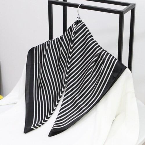 70*70cm Small Shawls Wraps Silk Satin Neck Scarf For Women Fashion Striped Print Headband Bag Scarfs Female Bandana Head Scarves