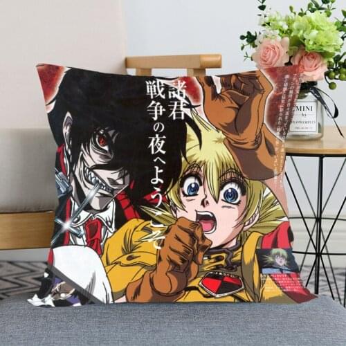New Arrival HELLSING Pillow Cover Bedroom Home Decorative Pillowcase Square Zipper Pillow Cases Satin Soft No Fade