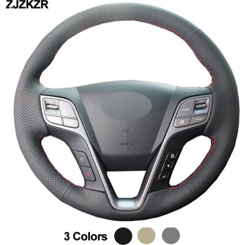 Car Auto Steering-Wheel Cover For Hyundai Santa Fe 2013-2015 2016 2017 2018 ix45 2013 2014 2015 2016 Stuurhoes Funda volante