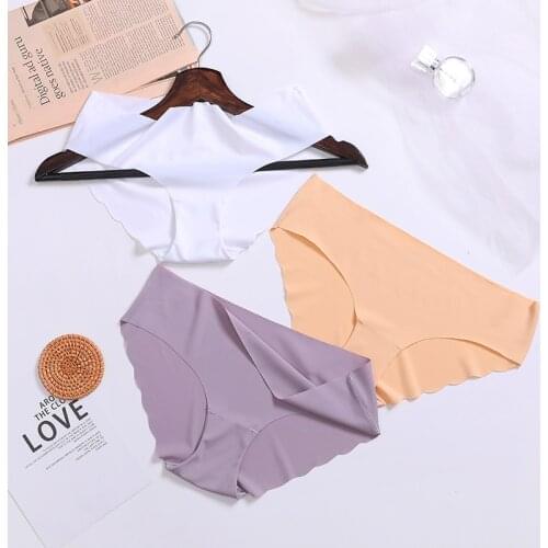 UMKA Ice silk Seamless Panty Underwear Female Comfort Intimates Fashion For Women Low Waist Briefs lingerie Femme Sexy Underpant