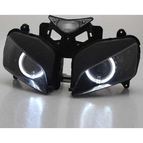 Motorcycle Custom HID Bi-Xenon Projector Headlight Assembly L/H Beam LED White Angel Eyes Lamp For Honda CBR1000RR 04-07 Models