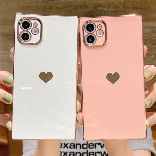 Electroplated Love Heart Phone Case For iPhone 12 11 Pro Max XR XS Max X XS 7 8 Plus 12 11 Pro 11 Plating Candy Color Back Cover