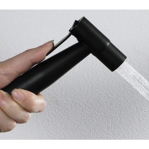 Black 304 stainless steel toilet bidet faucet hand bidet sprayer set kit pressurize flush spray gun tank hook & wall mount