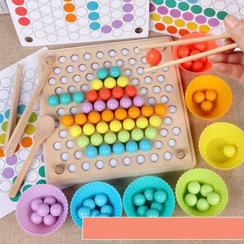Childrens Educational Hand-eye Coordination Learning Chopsticks Exercise Kindergarten Montessori Early Toys Clip Beads