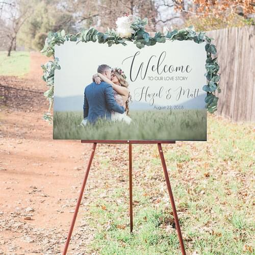 Welcome to Our Love Story Wedding Sign, Custom Photo Signs for Wedding Decor, Canvas Welcome Board with Personalized Name Sign