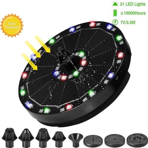 7V/3.5W Solar Water Fountain Pump Colorful LED Lights Floating Garden Fountain Pump Bird Bath Swimming Pools Pond Lawn Decor