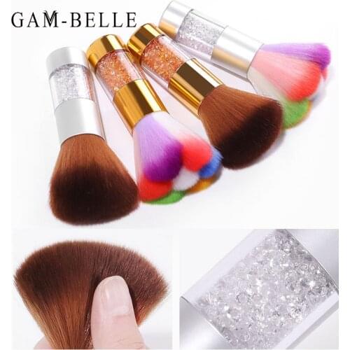 GAM-BELLE Nail Art Dust Brush Acrylic Luxury Glitter Rhinestones Handle Blush Foundation Powder Make Up Brushes Manicure Tool