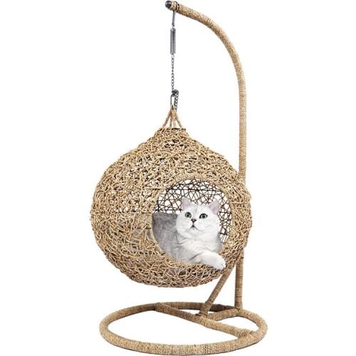 Rattan cat nest winter warm cat villa four seasons universal cat house indoor double-layer cat supplies