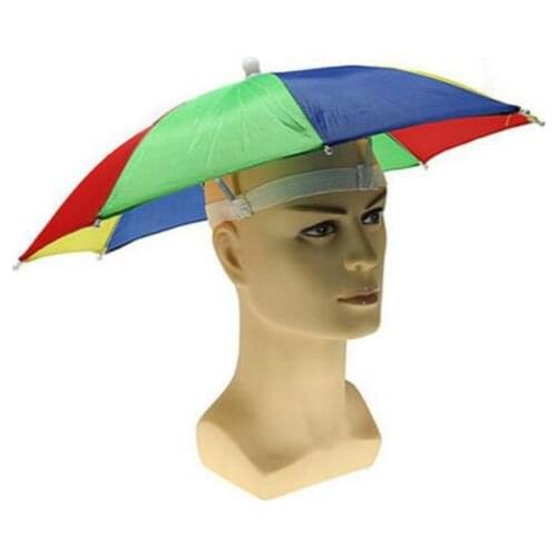 Headband Umbrella Hat Outdoor Fishing Beach Garden Sport Foldable Adjustable Headwear Rain Umbrellas Cap Parasol Multicolor GIFT