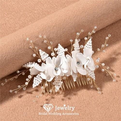CC Hair Combs Wedding Hair Accessory for Women Engagement Jewelry Bridal Headdress Beads Headpiece 100% Handmade Comb Gift M234