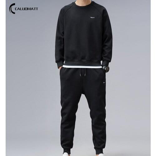 Spring Autumn Mens Sets Hip Hop Long sleeve Print T Shirts+Solid color jogger Casual Pants Fashion 2 for Sets Men Clothing Sets