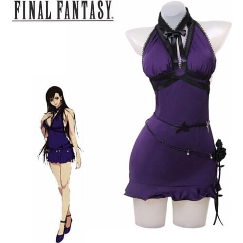 Game Final Fantasy VII Remake Tifa Cosplay Costume Women Dress Tifa Lockhart Blue Dress Sexy Party Costume Halloween