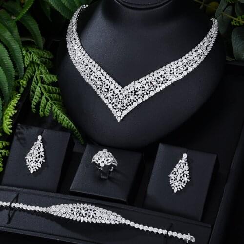 Missvikki Brand 4PCS Luxury Gorgeous Necklace/Earring/Ring/Bracelet Jewelry Set Dubai Bridal Engagement Wedding Women Jewellery