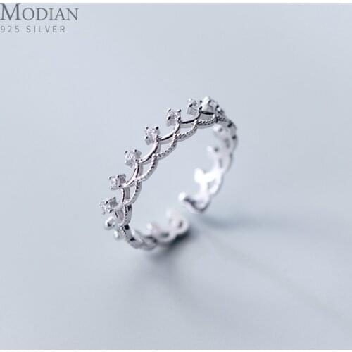Modian Special Design Crown Clear CZ Fashion 925 Sterling Silver Finger Rings For Women Charm Exquisite Sterling Silver Jewelry
