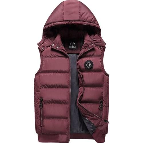 Men Brand Parka Hooded Vest Winter Autumn New Thick Warm Casual Windbreaker Mens Padded Outerwear Waistcoat Sleeveless Jacket
