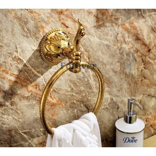 Wall mount Towel Ring/Towel Holder,towel rack Solid Brass Construction,Golden finish LG004
