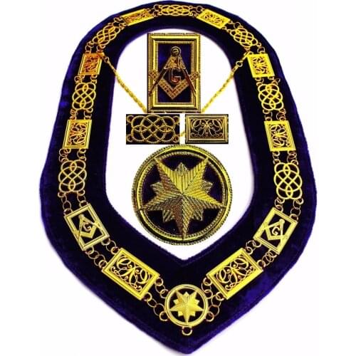 Masonic master Mason chain collar Masonic Regalia Knights Templar Metal Golden Chain Collar Purple Bass