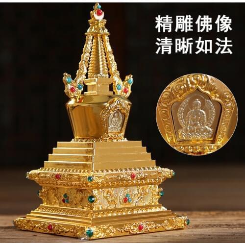 TOP GOOD Buddhist articles-efficacious HOME family Protection Talisman- 8 auspicious GOLD holder Holy water cup