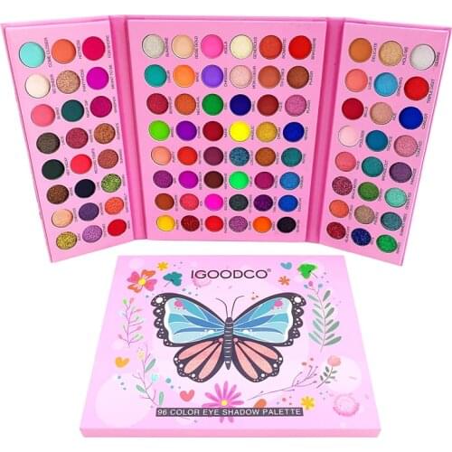 96-color Pearly Matte Sequin Eye Shadow Palette Colorful Pigmented Eyeshdow Powder Butterfly Pattern Makeup Palette TSLM1