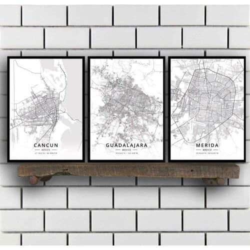 Cancun Guadalajara Merida Mexico City Monterrey Puebla City Tampico Tijuana Mexico Map Poster