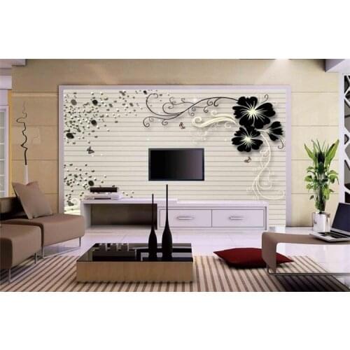 Simple living room sofa TV background wall paper non - woven wallpaper 3d stereoscopic custom fresco fringe film and television