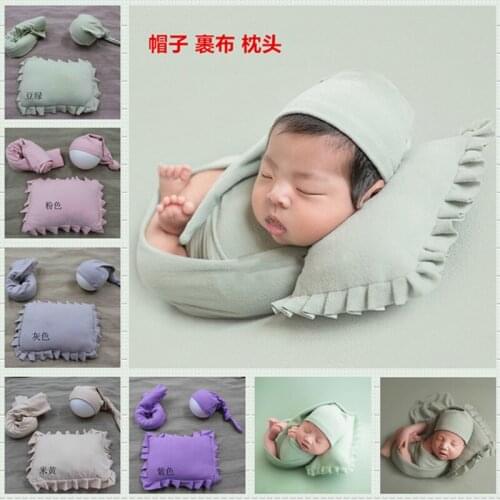 Newborn Photography Props Wraps+hat+pillow Baby Photoshoot Picture Props DIY Baby Album Gift