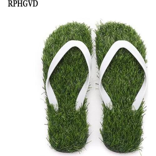 Lawn Flip-Flops For Men Women 2021 Summer Fashion Simulation Personality Grass Slippers Couple Models Outdoor Beach Shoes Men