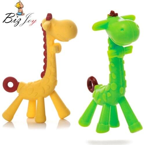 Giraffe Baby Silicone Deer Teether Toys Teething Kids Feeding Toddler Teeth Soothing Gum Oral Hygiene BPA-Free PVC-Free