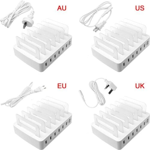 Smart Smart USB Charger Quick Charging Station Dock 6 Port 2.4A Mobile Phone Tablets Multiple Devices Organizer Desktop Stand