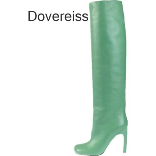 Dovereiss Fashion Womens shoes Winter Green Gold Brown Silver Purple Sexy Knee High Boots Stilettos Heels High Heels 41 42 43