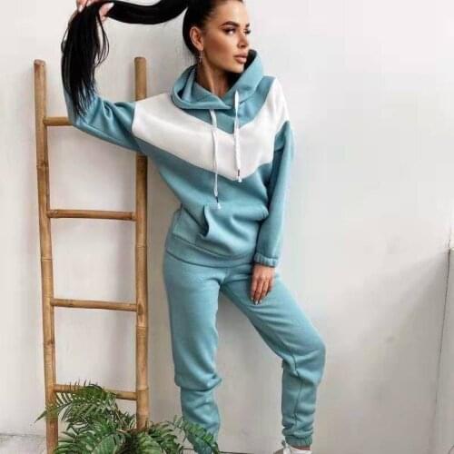 Winter Tracksuit Women 2 Piece Set Sweatshirt Print Hoodies+Pants Sportwear Womens Casual Suit Female Hooded Set Hoodies Suit