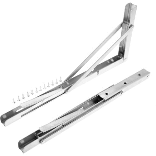 2Pcs Folding Shelf Brackets Heavy Duty Stainless Steel Collapsible Shelf Bracket Space Saving DIY Bracket