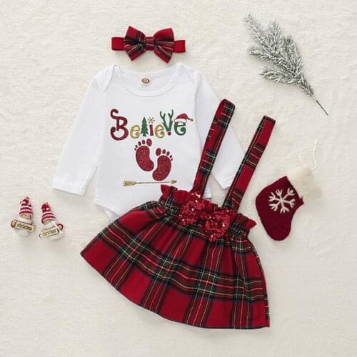 2020 Toddler Infant Baby Girl Romper Plaid Suspender Skirt Dress Outfits Clothes
