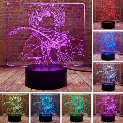 3D Illusion LED Nightlight Colorful Flashing Glow in the Dark Night Lamp Kurapika Model Hunter X Hunter Anime Figure Toys