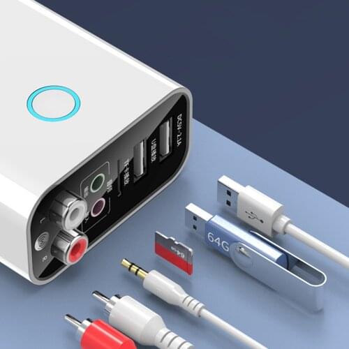 5.0 Bluetooth Audio Adapter Receiver Transmitter 2-in-1 AUX Portable Practic TF Card USB Flash Drive Fast Charge For Phone TV PC