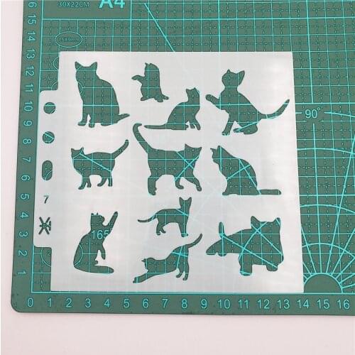 50PCS wholesale cat scrapbook stencils spray plastic mold shield DIY cake hollow Embellishment printing lace ruler
