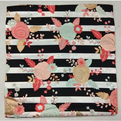 50x105cm Bling Bling Glitter Stripe Gold Stamping Flower Printed Cotton Fabric Floral Patchwork DIY Sewing Home Decoration