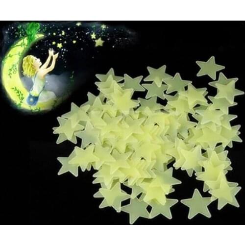 70PCS Luminous Wall Stickers Fluorescent Star Sticker Bedroom Child Room living room Decal Home Decor 3D Gentle Soft Light