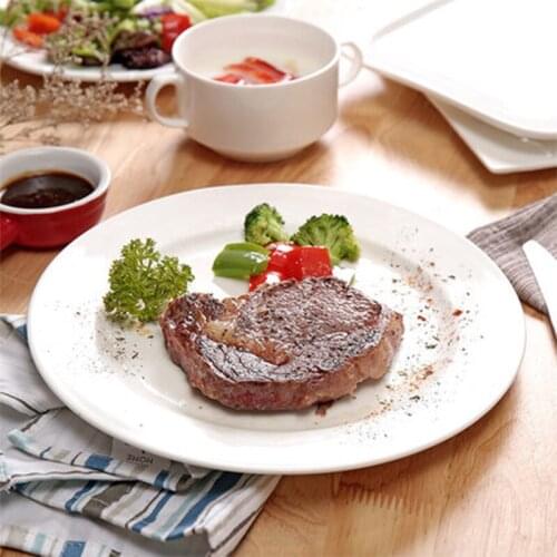6inch to 14inch Creative Home Ceramics Dishes White Steak Plates Hotels White Porcelain Plates Western Flat Pan Dishes