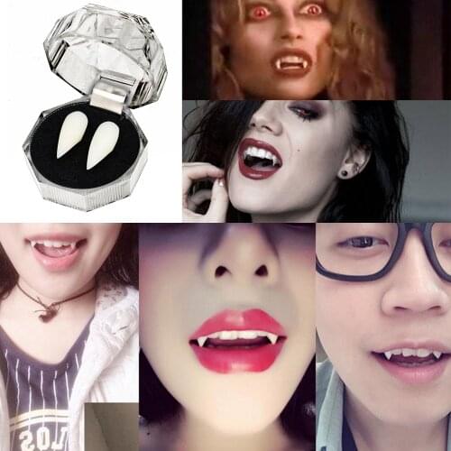 Besegad 2pcs Halloween Horror Dentures Props Vampire Teeth Fangs Holiday Masquerade Cosplay Costume Party Favors Decoration 15mm