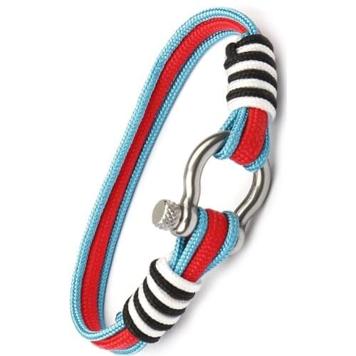 Handmade Flag Color Sport Camping Parachute Cord Bracelet Men Women Nautical Survival Rope Chain Bracelets