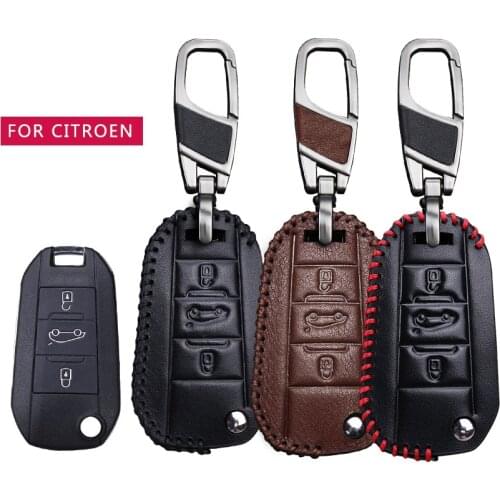 Real Leather Car Key Case Cover For Citroen C5 X7 Aircross C4 Cactus Berlingo C4 C3 Grand Picasso C1 C2 DS4 DS3 Auto Accessories