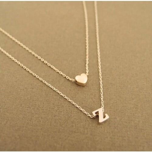Heart Alphabet Double layer Necklace Exquisite A -Z 26 Initial Letter Pendants Necklaces Chains For Women Jewelry Birthday Gift