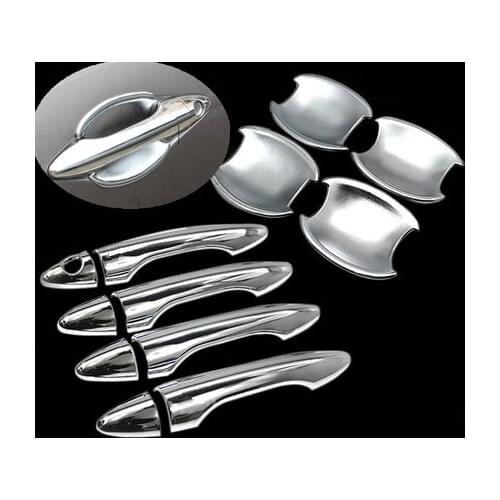 FUNDUOO New ABS Chrome Car Door Handle Cover Cup Bowl Molding Trim Sticker For Hyundai IX35 Tucson 2009 2010 2011 2012 2013 2014