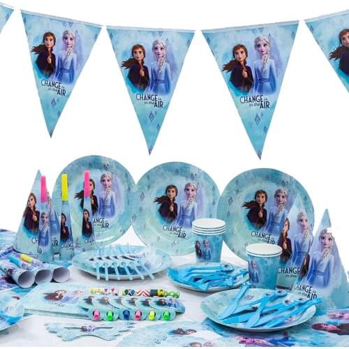 Frozen Anna Elsa theme birthday party disposable tableware baby shower decoration girl birthday party decoration set