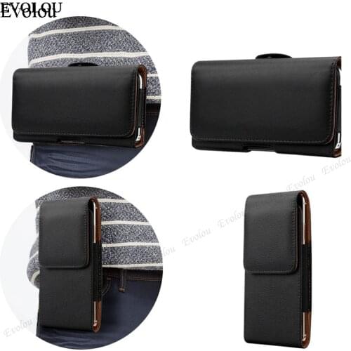 Leather Phone Belt Case 6.5/5.8/4.7 Waist Bag Magnetic Phone Case For Samsung Quantum 2 A82 F62 A22 S21 FE Pouch Cover Belt Clip