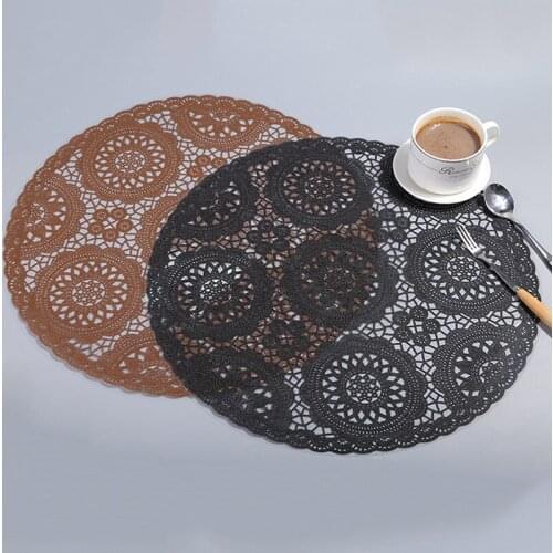 Round Pvc Placemat Hollow Insulation Coaster Pads Table Bowl Mats American Non-slip Table Mat Restaurant Western Placemat