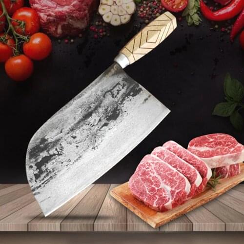8" Wooden Handle Kitchen Knives Meat Fish Bone Hotel Cooking Knife Chopping Knife Tool Fruit Vegetable Cutting Fish Cleaver